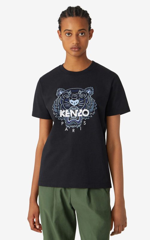 KENZO ブラック ケンゾー タイガー マルチカラー Tシャツ - トップス