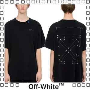 Off-White C/O VIRGIL ABLOH OW 19FW tee オフホワイトＴシャツ ロゴ プリント 半袖 Tシャツ ブラック