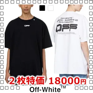 2枚大特価 Off-White 2020SS WAVY LINE S/S オフホワイト Tシャツ ロゴ コットン black white 2色