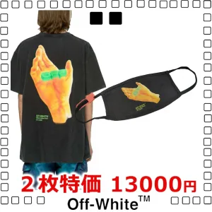 2枚大特価 Off-White HAND LOGO S/S OVER TEE 2020SS Tシャツ + Off-White ARROW MASK ロゴマスク マスク ブラック