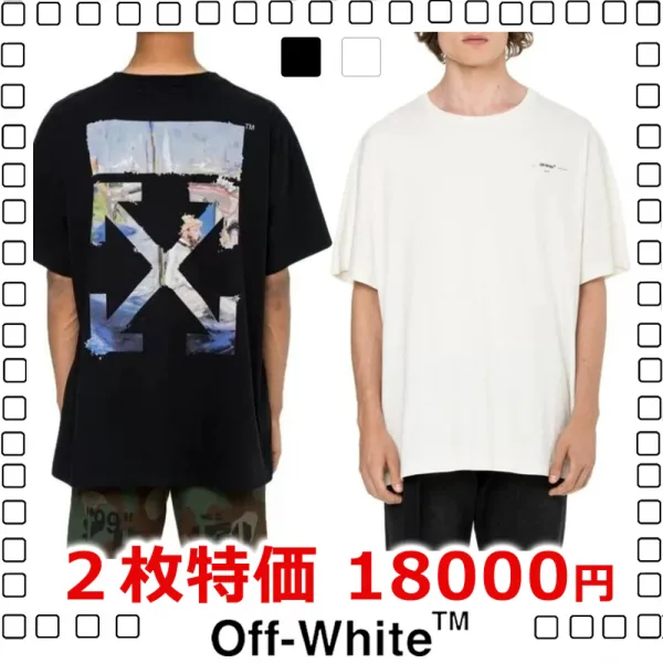 2枚大特価 Off-White OW C/O VIRGIL ABLOH 19SSオフホワイト Tシャツ カットソー メンズ ブラック ホワイト