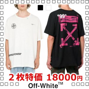2枚大特価 Off-White T-shirt 19SS STENCIL S/S OVER TEE オフホワイト 半袖Ｔシャツ black white 2色