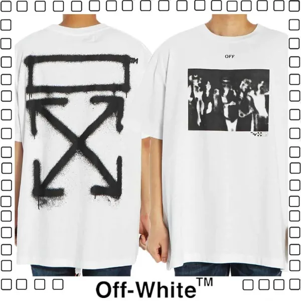 50%OFF Off-White SPRAY PAINTING SLIM オフホワイト Ｔシャツ 半袖 スプレー ペインティング アロウ Tシャツ メンズ ホワイト