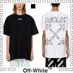 Off-White AIRPORT TAPE S/S OVER Tシャツ コットンオフホワイト white black 2色