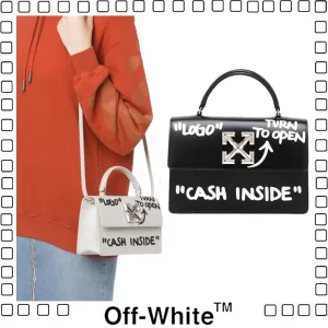 Off-White Cash Insude Jitney Bag レディース ラージ ショルダーバッグ オフホワイト black white 2色