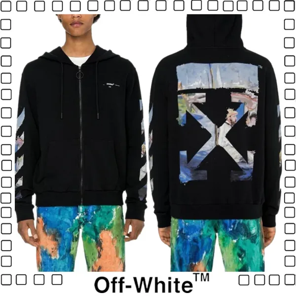 Off-White Diag Coloured Arrow off white zip-up hoodie オフホワイトパーカー ブラック