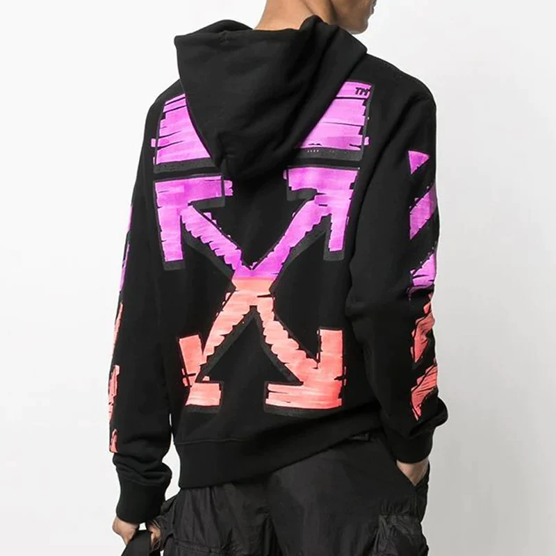 Off-White MARKER SLIM HOODIE オフホワイトプリント ロゴ パーカーメンズ コットン  ブラックOMBB034R21FLE003 – Break The Old