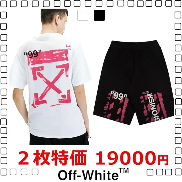Off-White T-shirt 19SS STENCIL S/S OVER TEE Ｔシャツ+ C/O VIRGIL ABLOH ロゴ プリント ショートパンツ