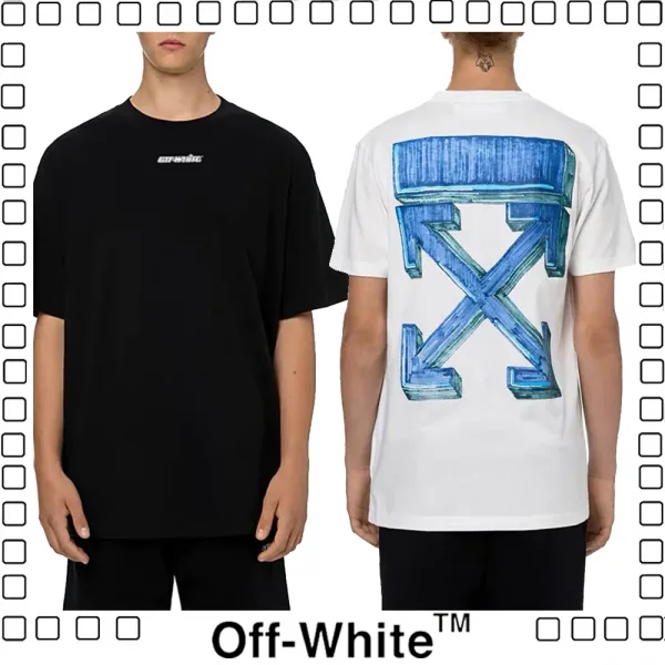 Off-White c/o VIRGIL ABLOH 20FW オフホワイトロゴ プリント Tシャツ ショートスリーブ ラウンドネックメンズ ブラック ホワイト