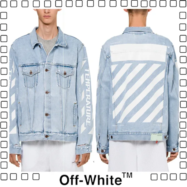 Off-White オフホワイト デニムジャケット ストリート デニム メンズ ジャケット ブルー