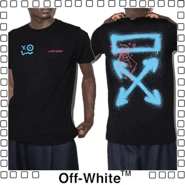 Off-White オフホワイト 落書き Tシャツ ロゴ オーバーサイズ クルーネック 半袖 2色