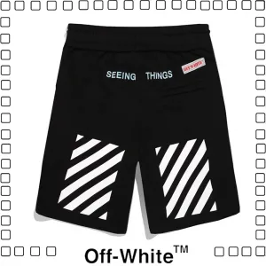 Off-White ショートパンツ ボトムス ロング メンズ パンツ ブラック