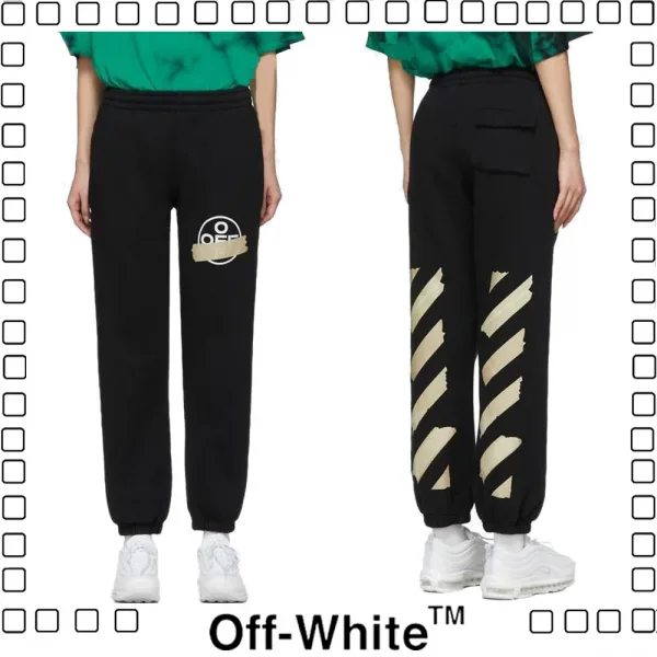 Off-White ダイアグバックプリント ジョガーパンツ オフホワイト パンツ メンズ ブラック