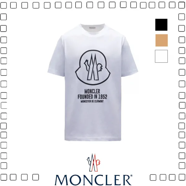 75% Moncler モンクレール ログTシャツ 半袖 コットン ブラック ホワイト オレンジ 3色