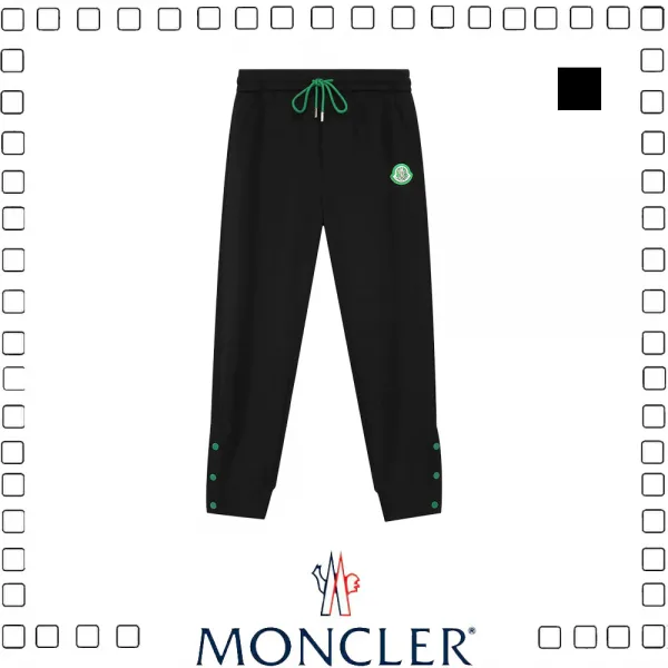 75%OFF MONCLER モンクレール ロググリーン ジョギング カジュアルパンツ メンズ ブラック