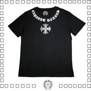 Chrome Hearts Ｔシャツ ネームロゴ クロムハーツ Ｔシャツ レディース 丸ネック 半袖 ゆったり感 black