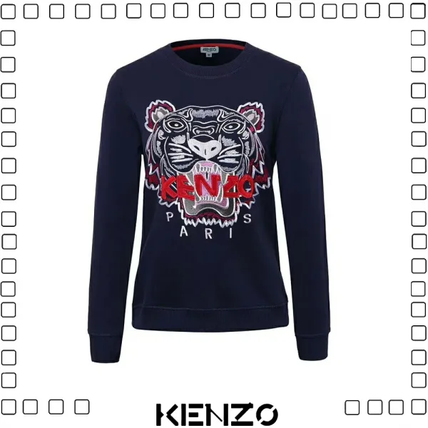 KENZO ケンゾー TIGER SWEATSHIRT タイガー 刺繍 スウェットシャツ レディース ネイビーブルー