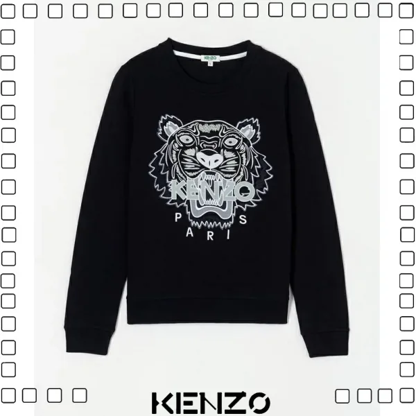 KENZO ケンゾー タイガー リキッド刺繍ロゴ スウェットシャツ 男女兼用 ブラック
