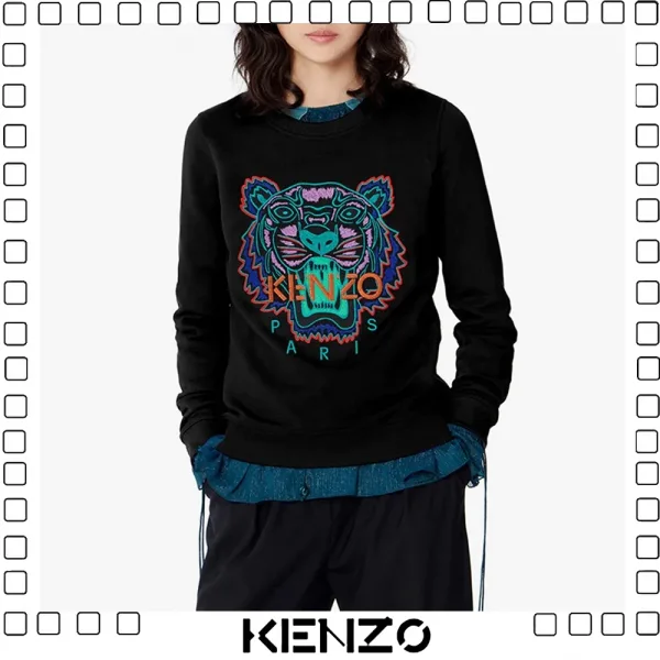 KENZO ケンゾー タイガー 刺繍 スウェット トレーナー レディース BLACK