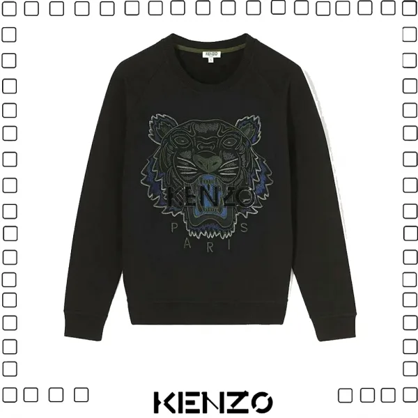 KENZO ケンゾー タイガー 刺繍ロゴ スウェットシャツ BLACK