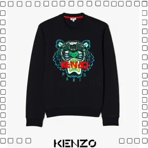KENZO ケンゾー タイガー 刺繍ロゴ スウェットシャツ メンズ ブラック