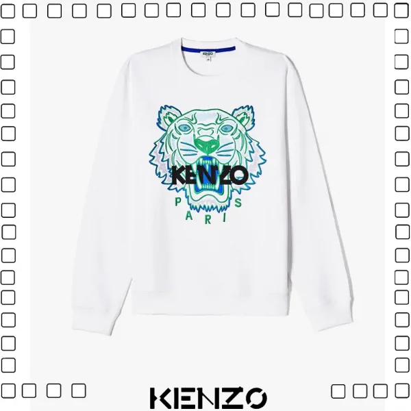 KENZO ケンゾー タイガー 刺繍ロゴ スウェットシャツ メンズ ホワイト