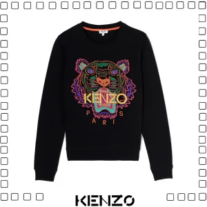 KENZO ケンゾー タイガー 刺繍ロゴ スウェットシャツ レディース ブラック