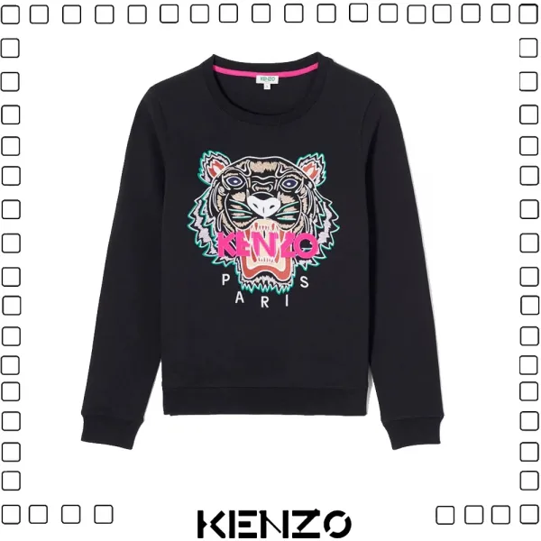 KENZO ケンゾー タイガー 刺繍ロゴ スウェットシャツ レディース ブラック