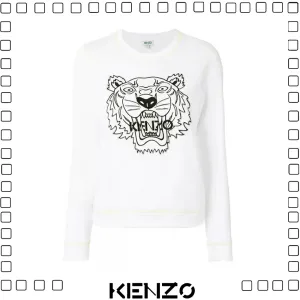 KENZO ケンゾー タイガー 刺繍ロゴ スウェットシャツ レディース ホワイト