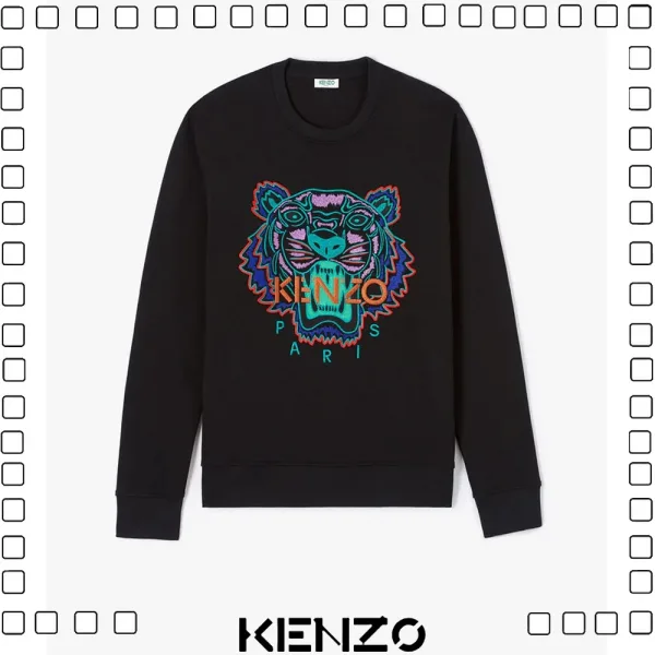 KENZO ケンゾー タイガー 刺繍ロゴ スウェットシャツ 男女兼用 ブラック