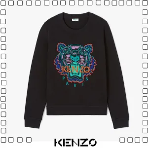 KENZO ケンゾー タイガー刺繍ロゴ スウェットシャツ メンズ BLACK