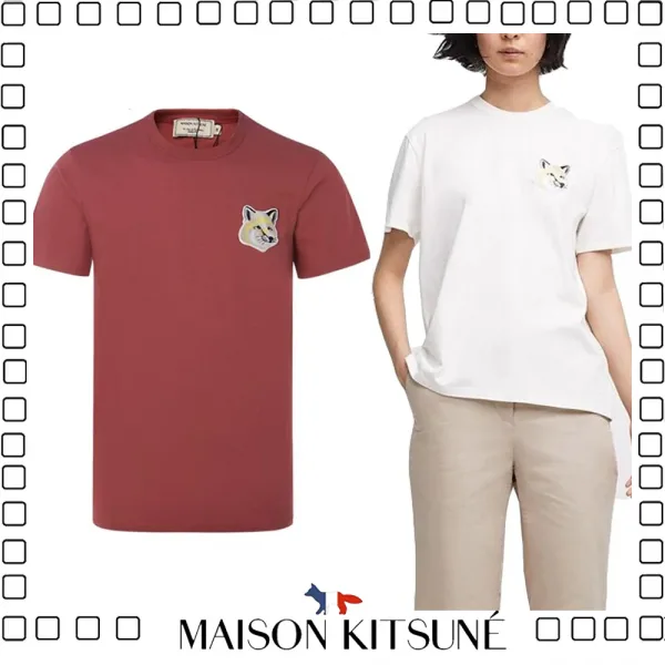 MAISON KITSUNE LOTUS FOX メゾンキツネ Tシャツ 丸ネック 半袖 男女OK gray white red 3色