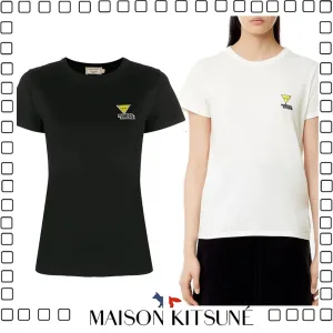 MAISON KITSUNE ロゴメゾンキツネ Tシャツ ワンポイント 男女兼用 black white brown 3色