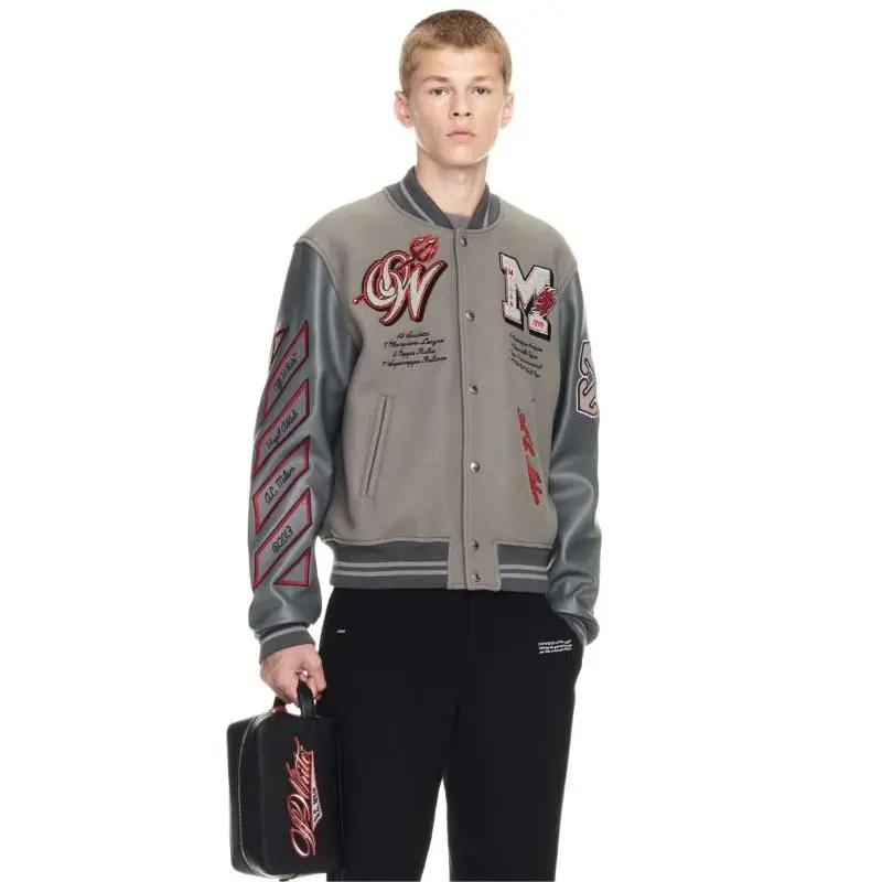 Off-White オフホワイト バーシティジャケット パッチワーク バー 