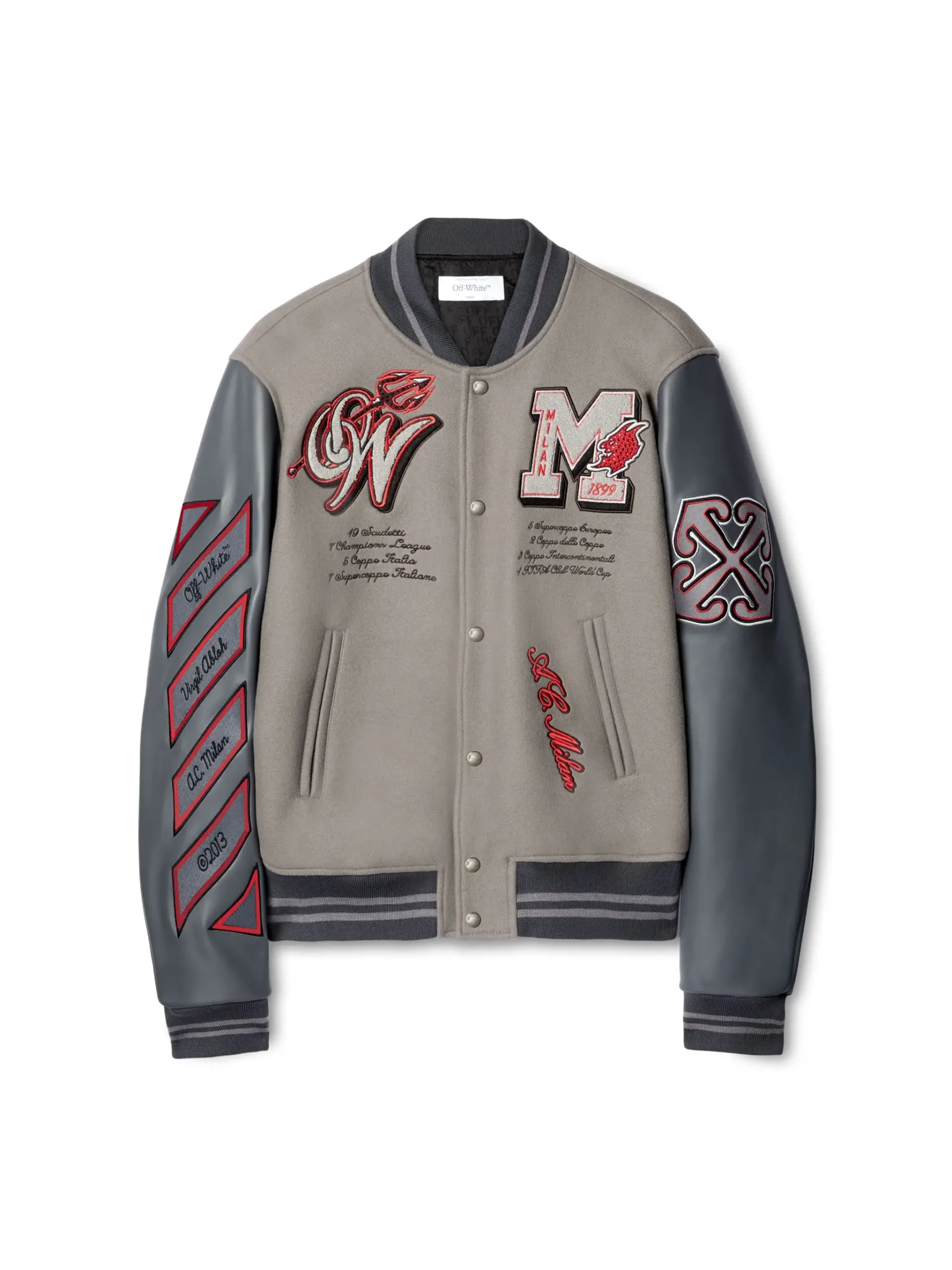 Off-White オフホワイト バーシティジャケット パッチワーク バー 