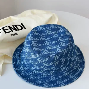 FENDI フェンディ 帽子 バケットハット コットン ライトブルー デニム ハット デニム 帽子