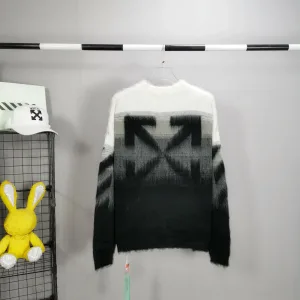 Off-White オフホワイト ニット セーター グラデーション 黒白 カジュアル ニットセーター 男女兼用