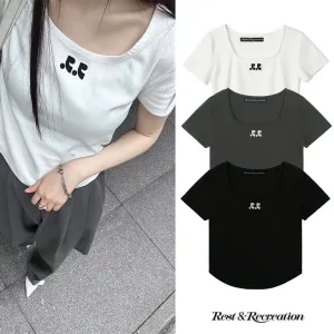 Rest & Recreation RR LOGO CROP T-SHIRT レストアンドレクリエーション Tシャツ UネックロンT 韓国