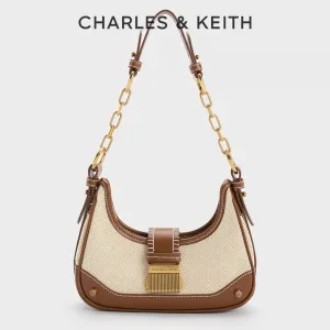 Charles&Keith Winslet Canvas Belted Hobo Bag チャールズアンドキース チェーンショルダーバッグ
